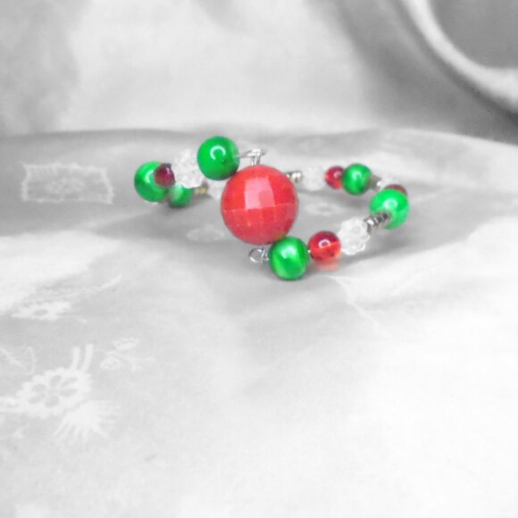 Holiday Bracelet NEW DESIGN! Christmas Jewelry OOAK Xmas Bangle - Picture 3 of 12